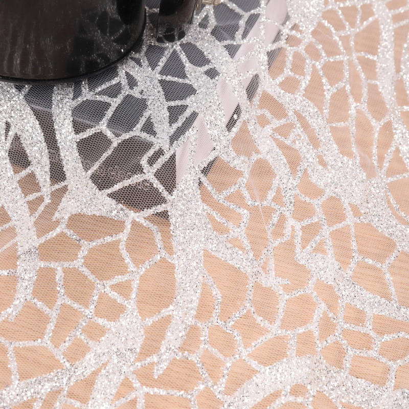 Tissu de Robe de Mariée à Paillettes Argent Flash